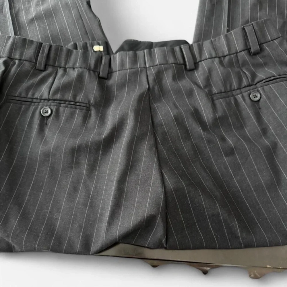 Classic custom wool Nautica Charcoal Pinstripe Men's suit set